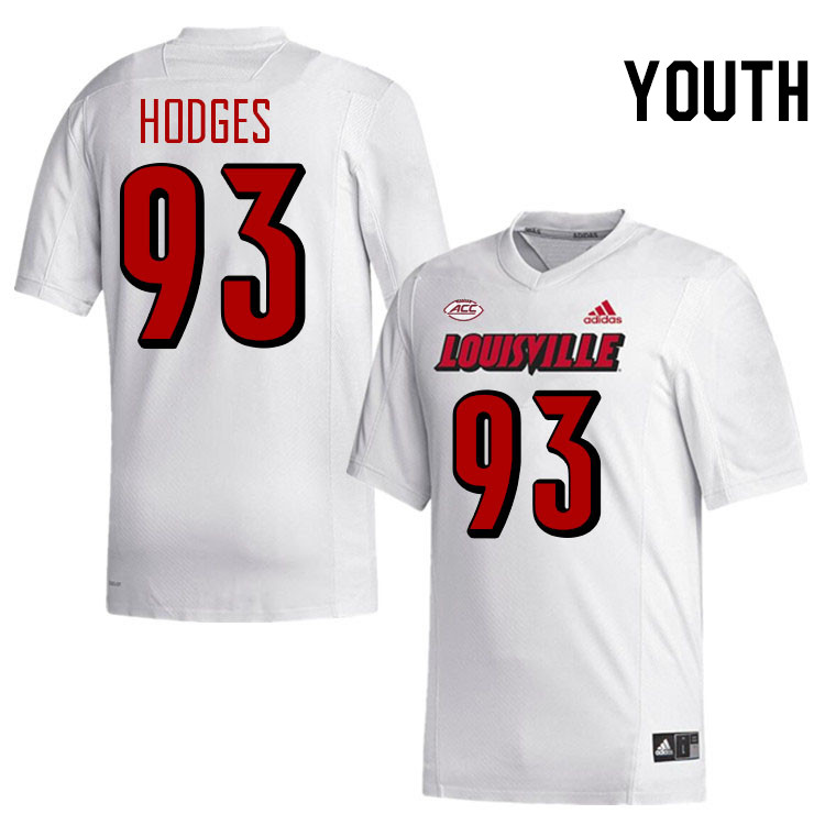 Youth #93 Brady Hodges Louisville Cardinals College Football Jerseys Stitched-White